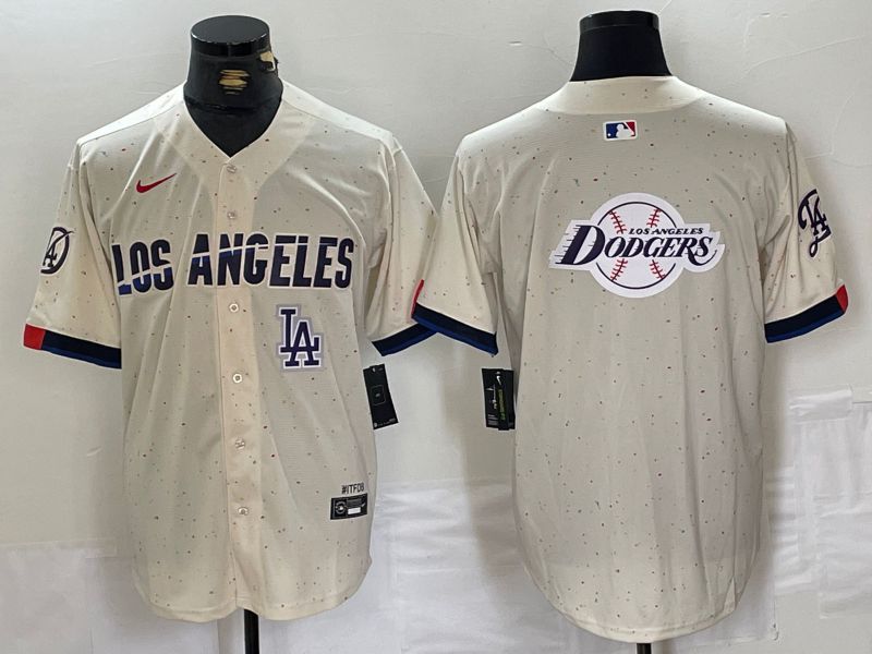 Men Los Angeles Dodgers Blank Cream Fashion Nike Game MLB Jersey style 10